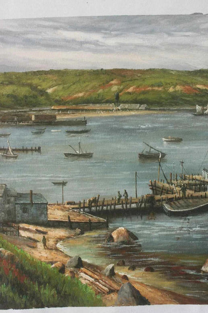 paysage village de pêcheurs d'après Harry Shokler peinture huile sur toile - Kikooyou Art Gallery - Kikooyou Art Gallery