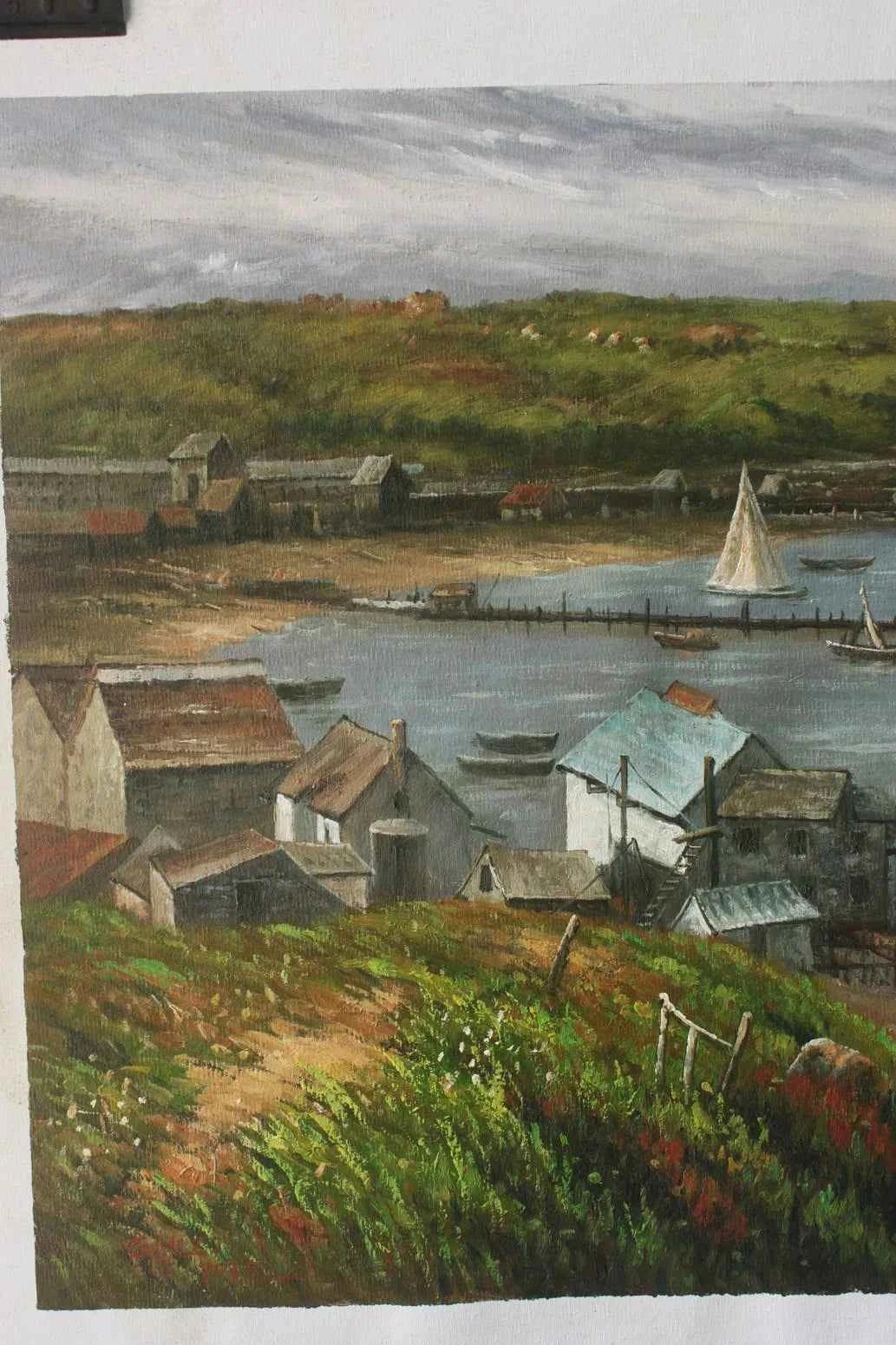 paysage village de pêcheurs d'après Harry Shokler peinture huile sur toile - Kikooyou Art Gallery - Kikooyou Art Gallery