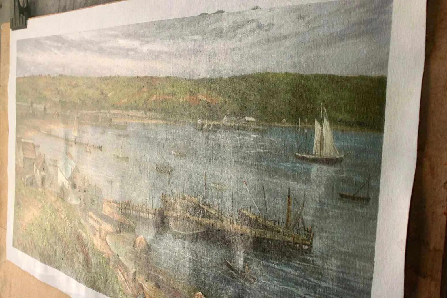 paysage village de pêcheurs d'après Harry Shokler peinture huile sur toile - Kikooyou Art Gallery - Kikooyou Art Gallery