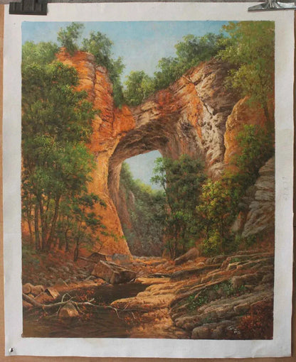 paysage campagne pont naturel en Virginie d'après David Johnson huile sur toile - Kikooyou Art Gallery - Kikooyou Art Gallery