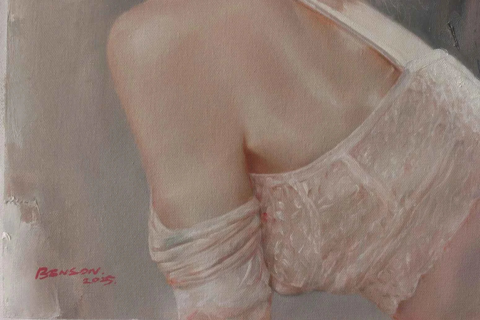 Portrait de jeune fille fée des fleurs, peinture à l'huile surréaliste