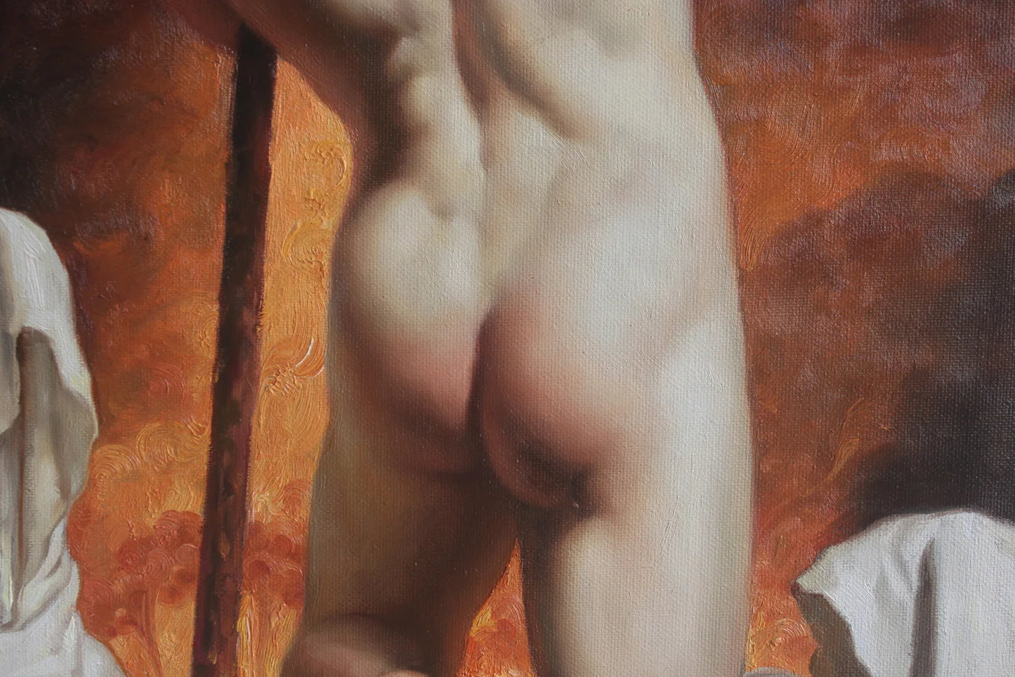 Nu masculin, huile sur toile, peinture de l'école européenne du XVIIIe siècle