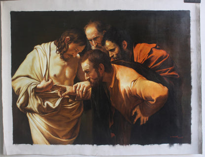 Caravage huile sur toile l'incrédulité de saint Thomas - Caravaggio oil on canvas the incredulity of Saint Thomas