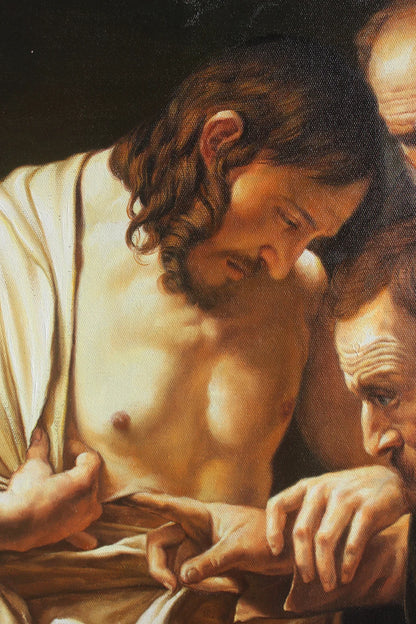 Caravage huile sur toile l'incrédulité de saint Thomas - Caravaggio oil on canvas the incredulity of Saint Thomas