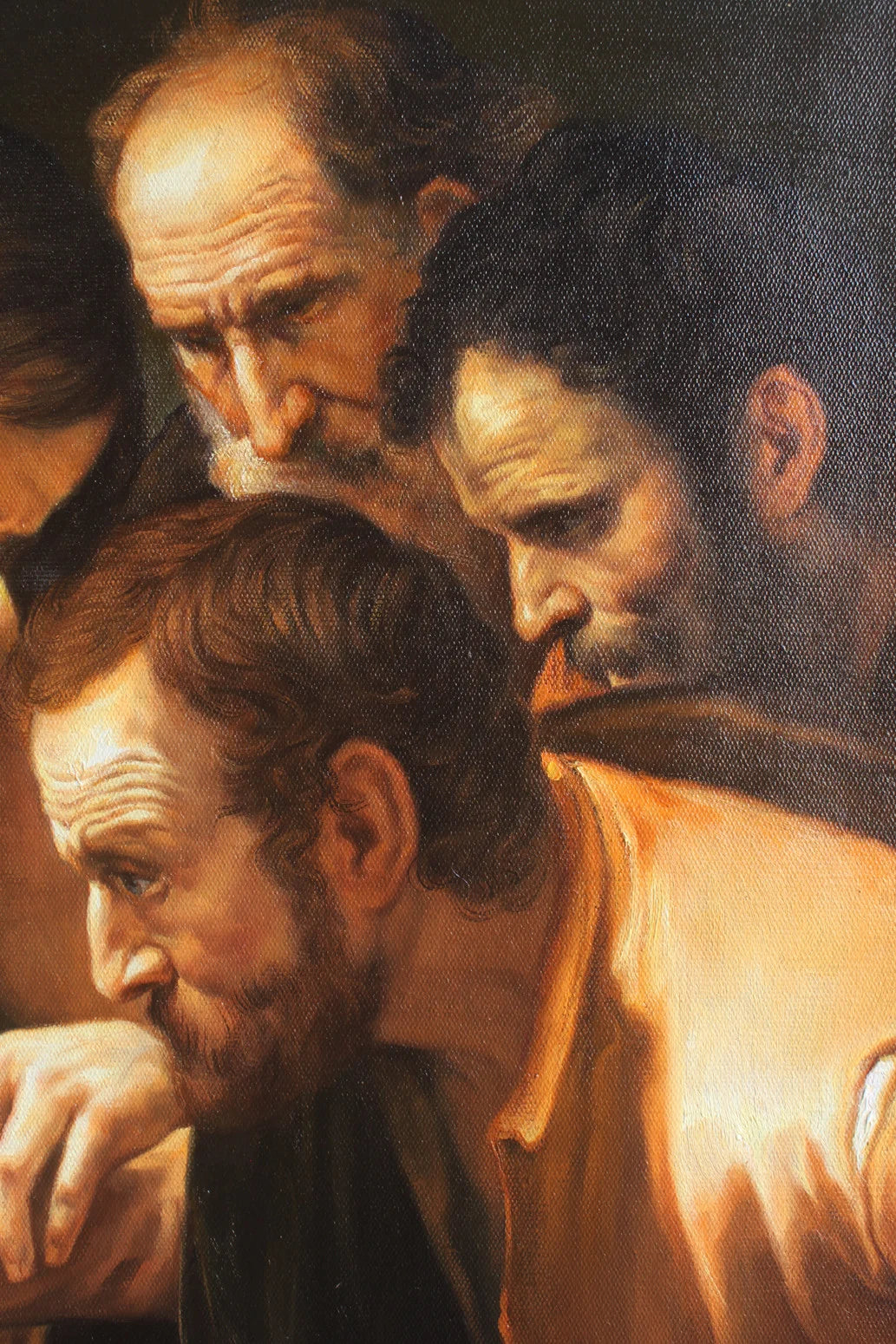 Caravage huile sur toile l'incrédulité de saint Thomas - Caravaggio oil on canvas the incredulity of Saint Thomas