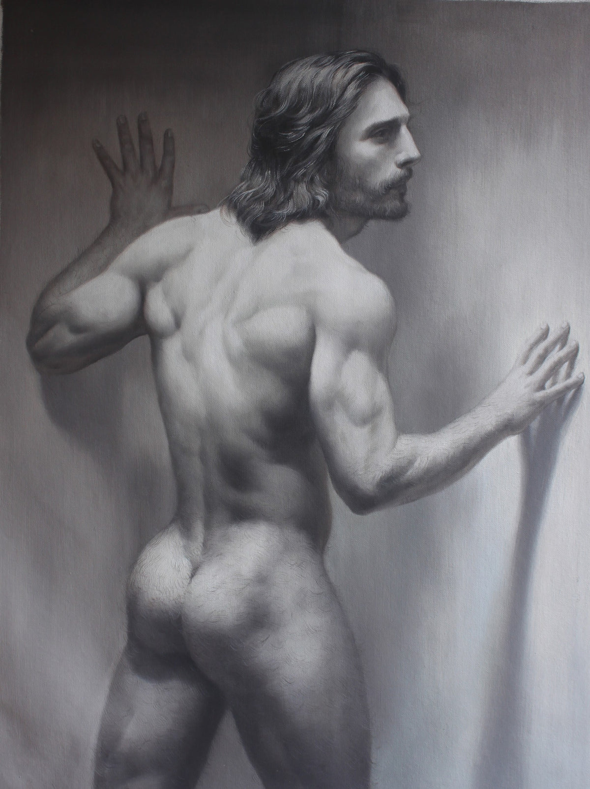 peinture huile sur toile - PORTRAIT BOGOSSE  NU INTEGRALE DE DOS