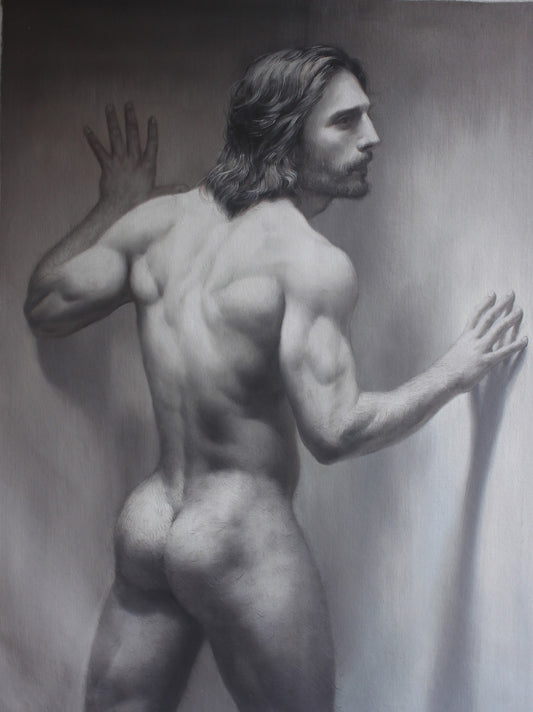 peinture huile sur toile - PORTRAIT BOGOSSE  NU INTEGRALE DE DOS