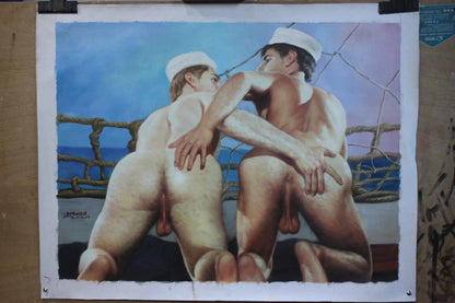 portrait marins hommes nus intégrale peinture érotique huile sur toile
