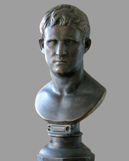 Reproduction d’un buste d’ Agrippa, sculpture en marbre moulé - Patiné en imitation de bronze -  Hauteur: 70 cm - Kikooyou Art Gallery