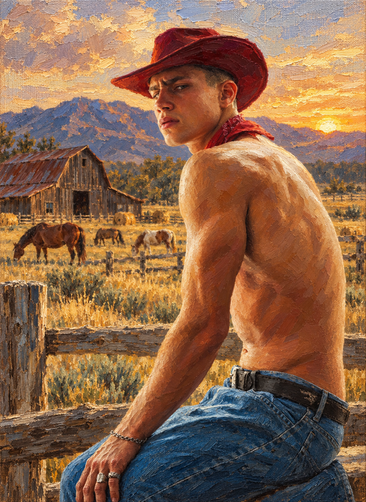 peinture huile sur toile faite sur commande - PORTRAIT BOGOSSE COWBOY
