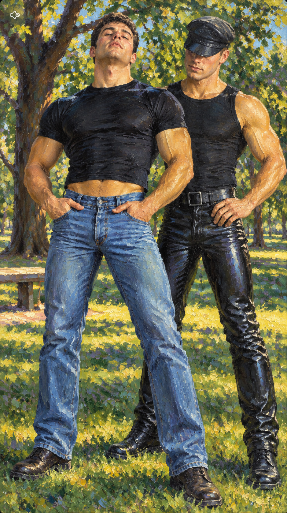 peinture huile sur toile faite sur commande - PORTRAIT BOGOSSE AUTRE TEMPS GAY LOVERS