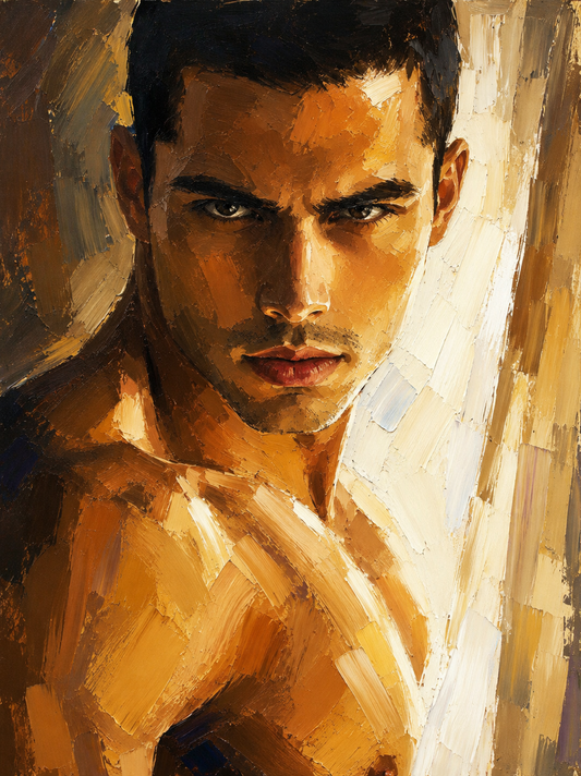 peinture huile sur toile faite sur commande - PORTRAIT JEUNE BOGOSSE