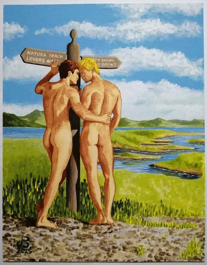 art érotique peinture huile sur toile gay homme nu - In The Moment - Kikooyou Art Gallery - Kikooyou Art Gallery