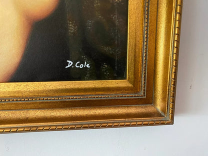 erotic art portrait of shirtless man original oil painting on canvas signed