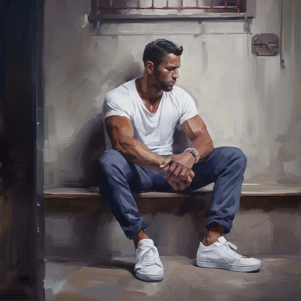 Le prisonnier peinture originale acrylique sur toile - Kikooyou Art Gallery