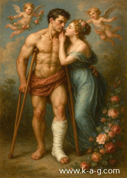 Les Amants Romantiques – Peinture 50x70cm-20"x28" – Style Rococo – Amour, Grâce - Kikooyou Art Gallery