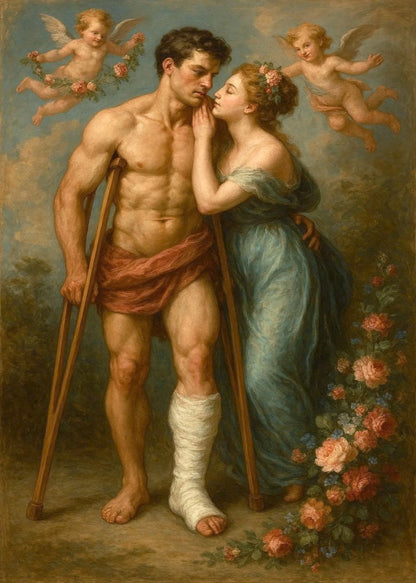Les Amants Romantiques – Peinture 50x70cm-20"x28" – Style Rococo – Amour, Grâce - Kikooyou Art Gallery