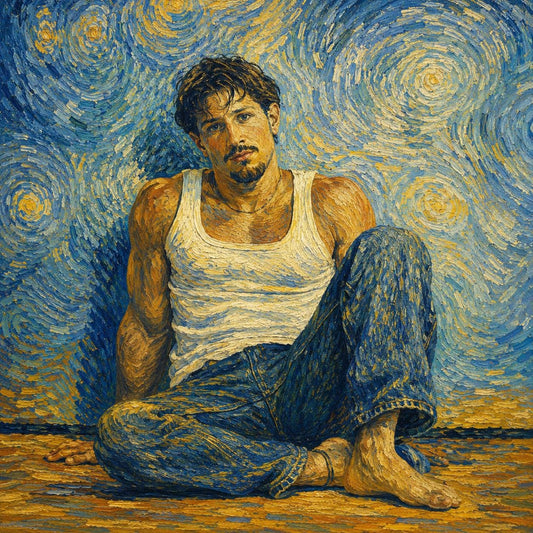 peinture huile sur toile faite sur commande - homme DEBARDEUR