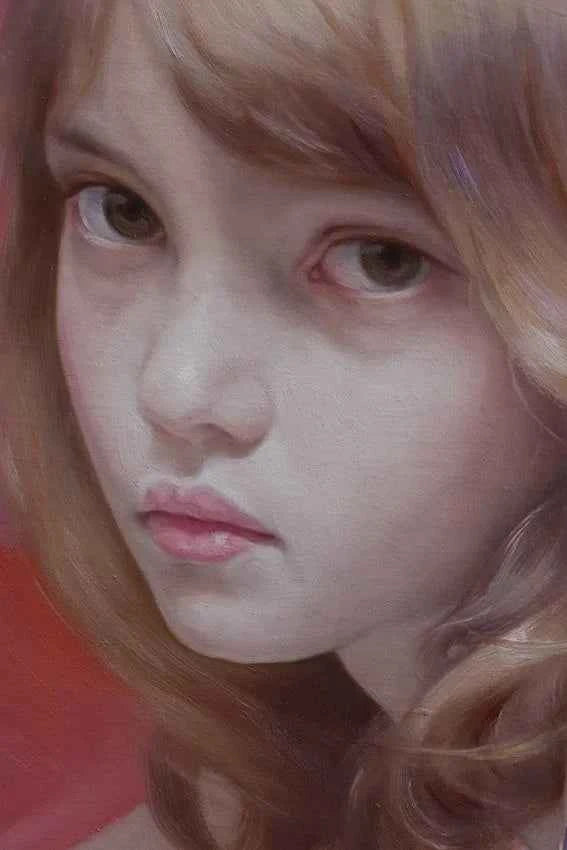 peinture à l'huile originale portrait fille blonde studieuse signée