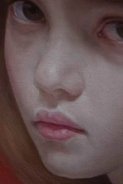 peinture à l'huile originale portrait fille blonde studieuse signée