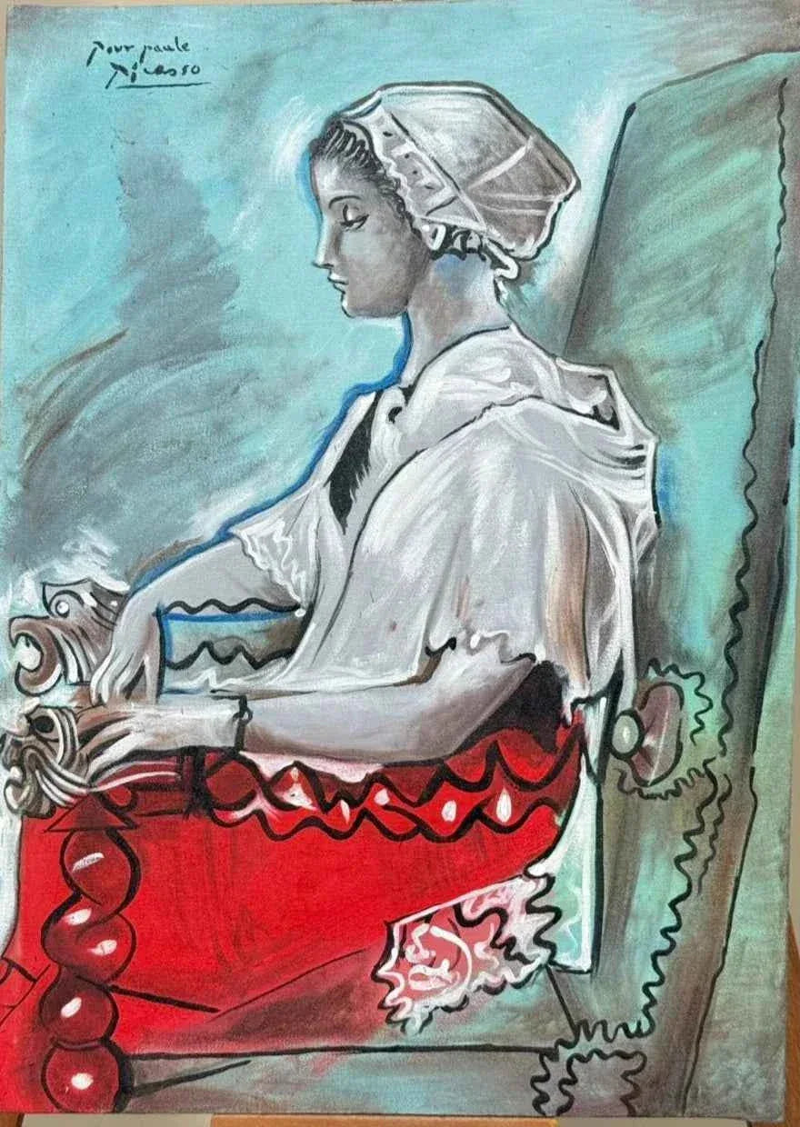 abstrait portrait femme assise tableau peinture huile sur toile - Kikooyou Art Gallery - Kikooyou Art Gallery