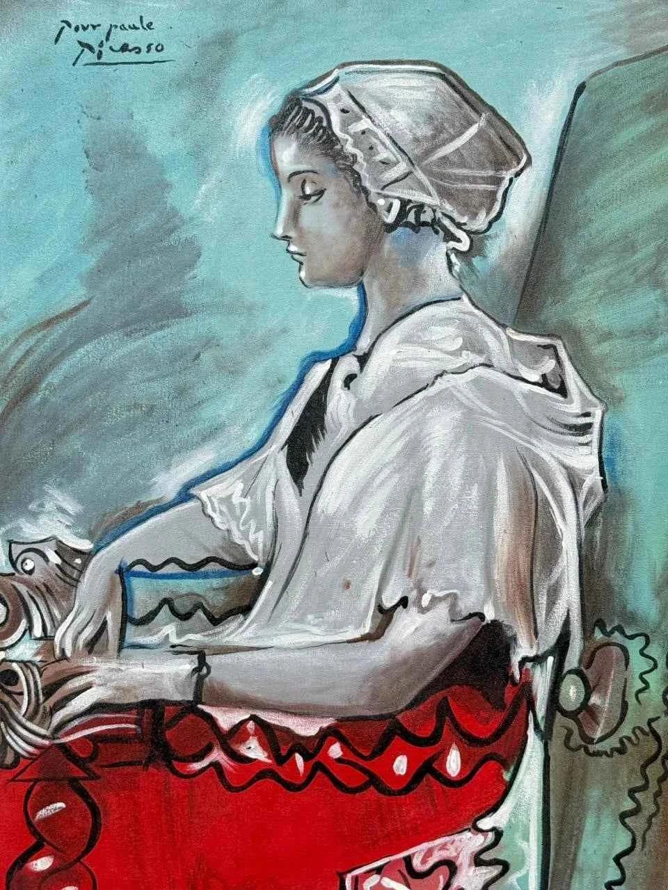 abstrait portrait femme assise tableau peinture huile sur toile - Kikooyou Art Gallery - Kikooyou Art Gallery