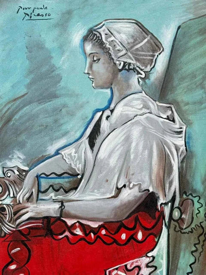 abstrait portrait femme assise tableau peinture huile sur toile - Kikooyou Art Gallery - Kikooyou Art Gallery