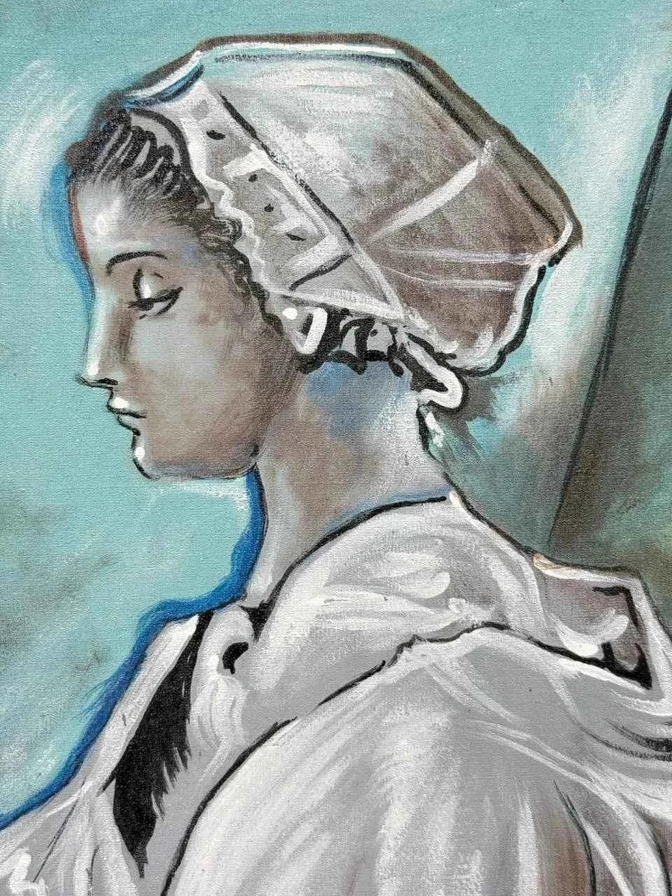 abstrait portrait femme assise tableau peinture huile sur toile - Kikooyou Art Gallery - Kikooyou Art Gallery