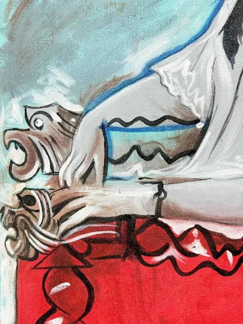 abstrait portrait femme assise tableau peinture huile sur toile - Kikooyou Art Gallery - Kikooyou Art Gallery