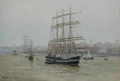 peinture finement détaillée de Paul Gunn (né en 1934) représentant « Kruzenshtern », un voilier russe