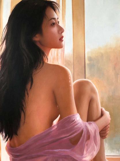 Femme asiatique dénudée peinture huile sur toile- kikooyou art gallery