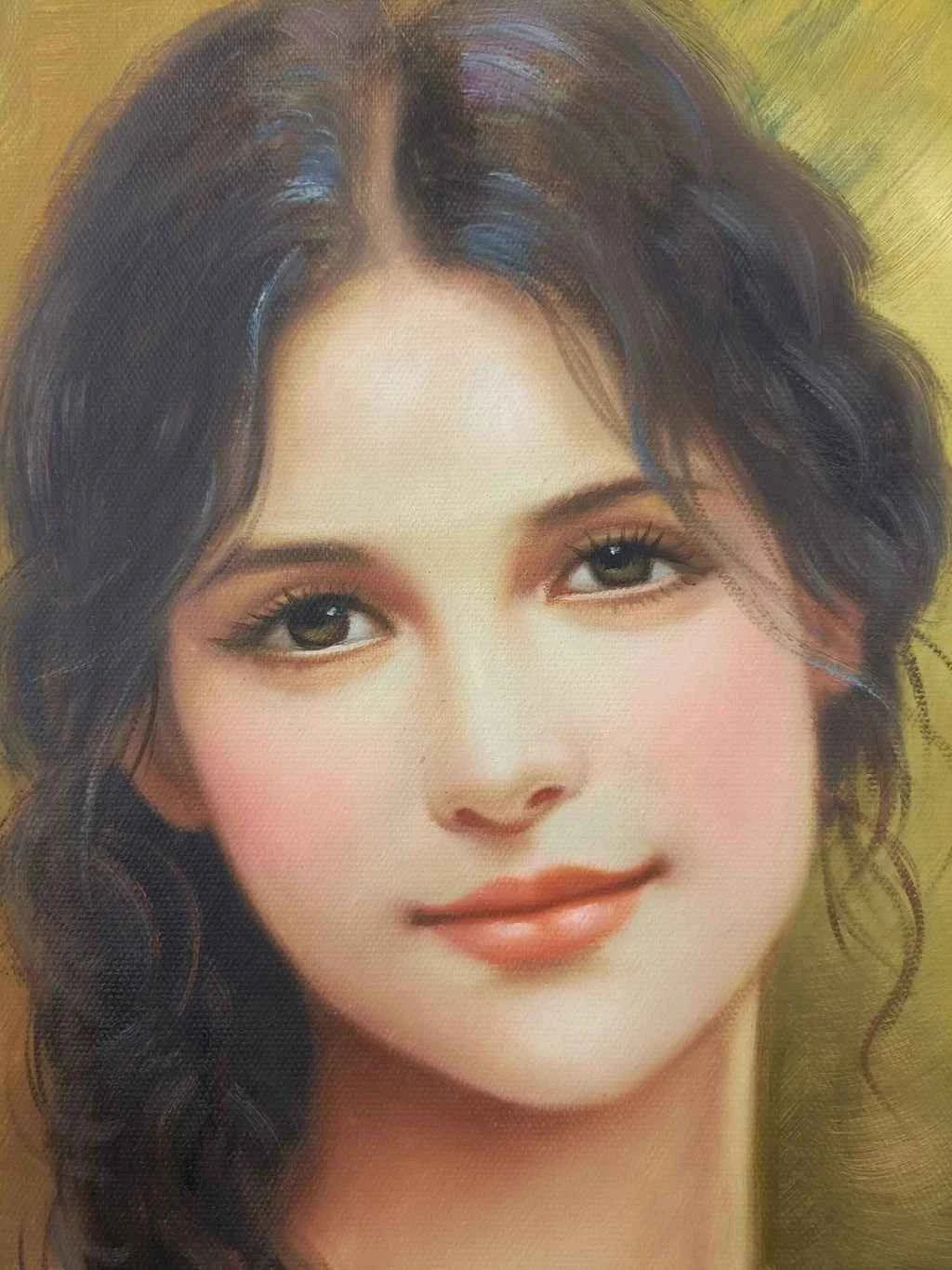 Portrait-traditionel-Peinture à l'huile sur toile "Beauté classique" peinte à la main