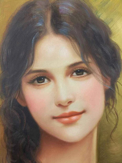 Portrait-traditionel-Peinture à l'huile sur toile "Beauté classique" peinte à la main