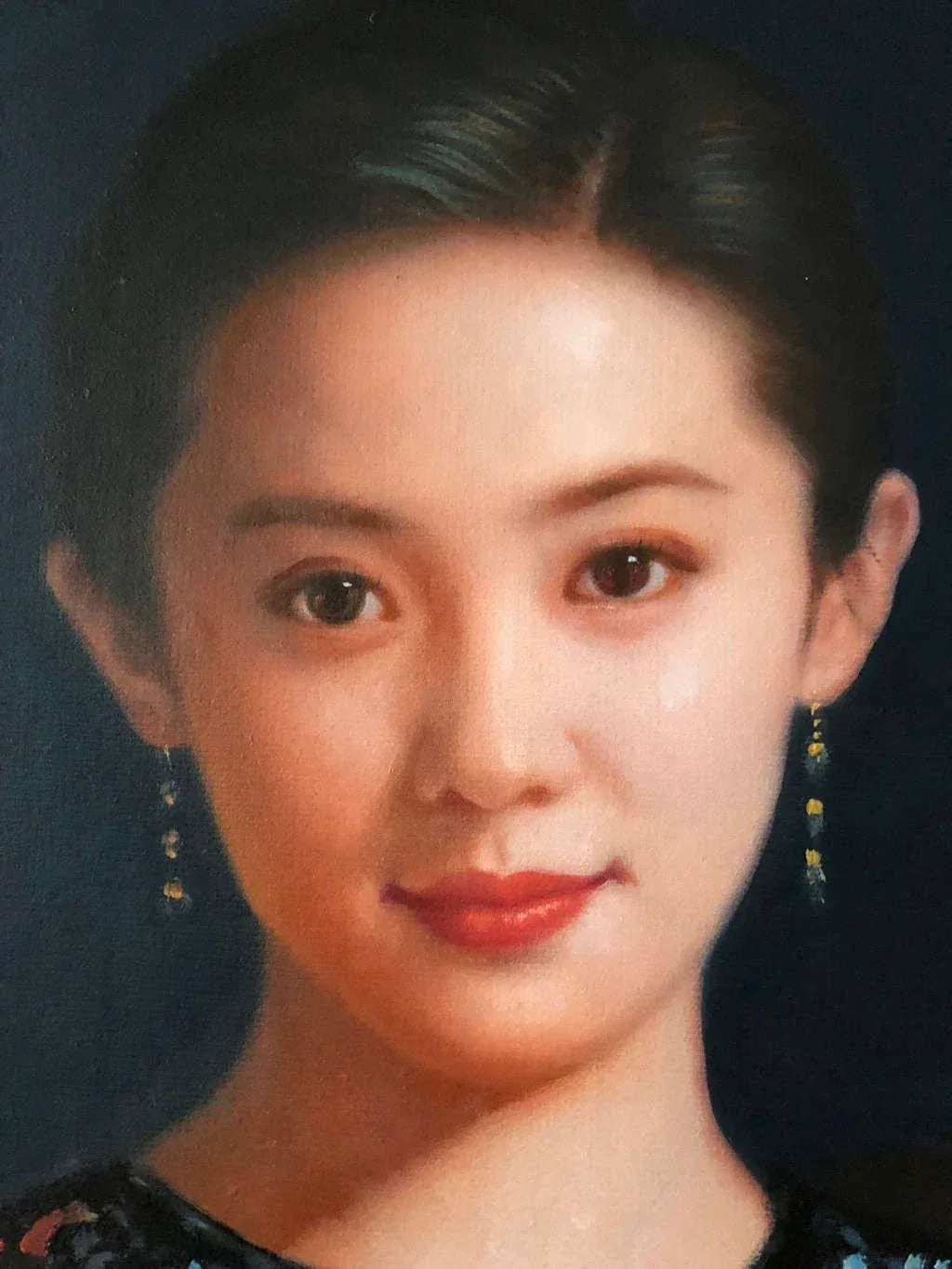 Peinture à l'huile chinoise sur toile peinte à la main belle femme avec lanterne poisson par Leng Jun - Kikooyou Art Gallery