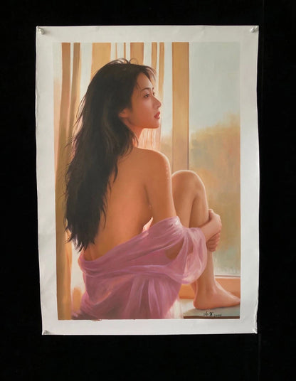 Femme asiatique dénudée peinture huile sur toile- kikooyou art gallery