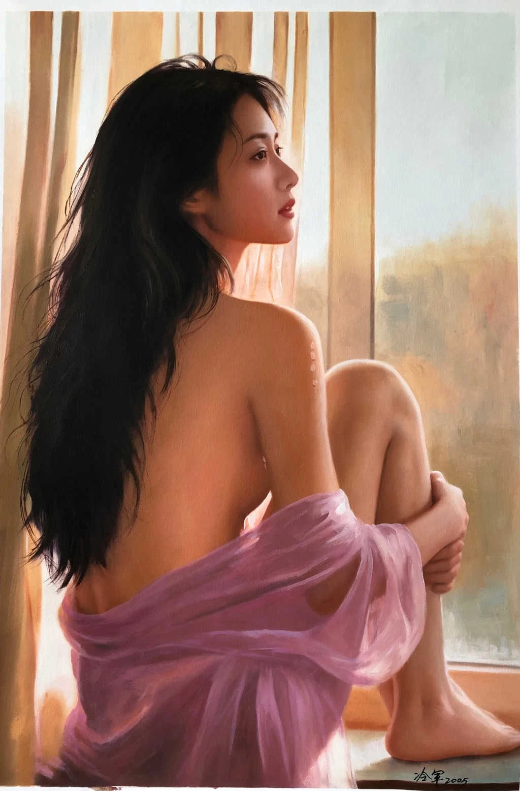 Femme asiatique dénudée peinture huile sur toile- kikooyou art gallery