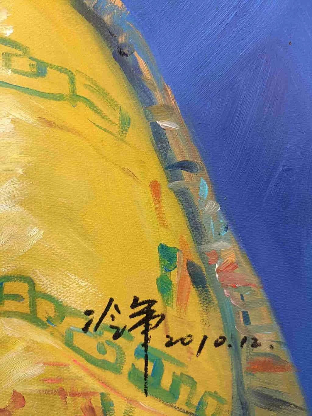 Portrait-traditionel-Peinture à l'huile sur toile "Beauté asiatique" peinte à la main