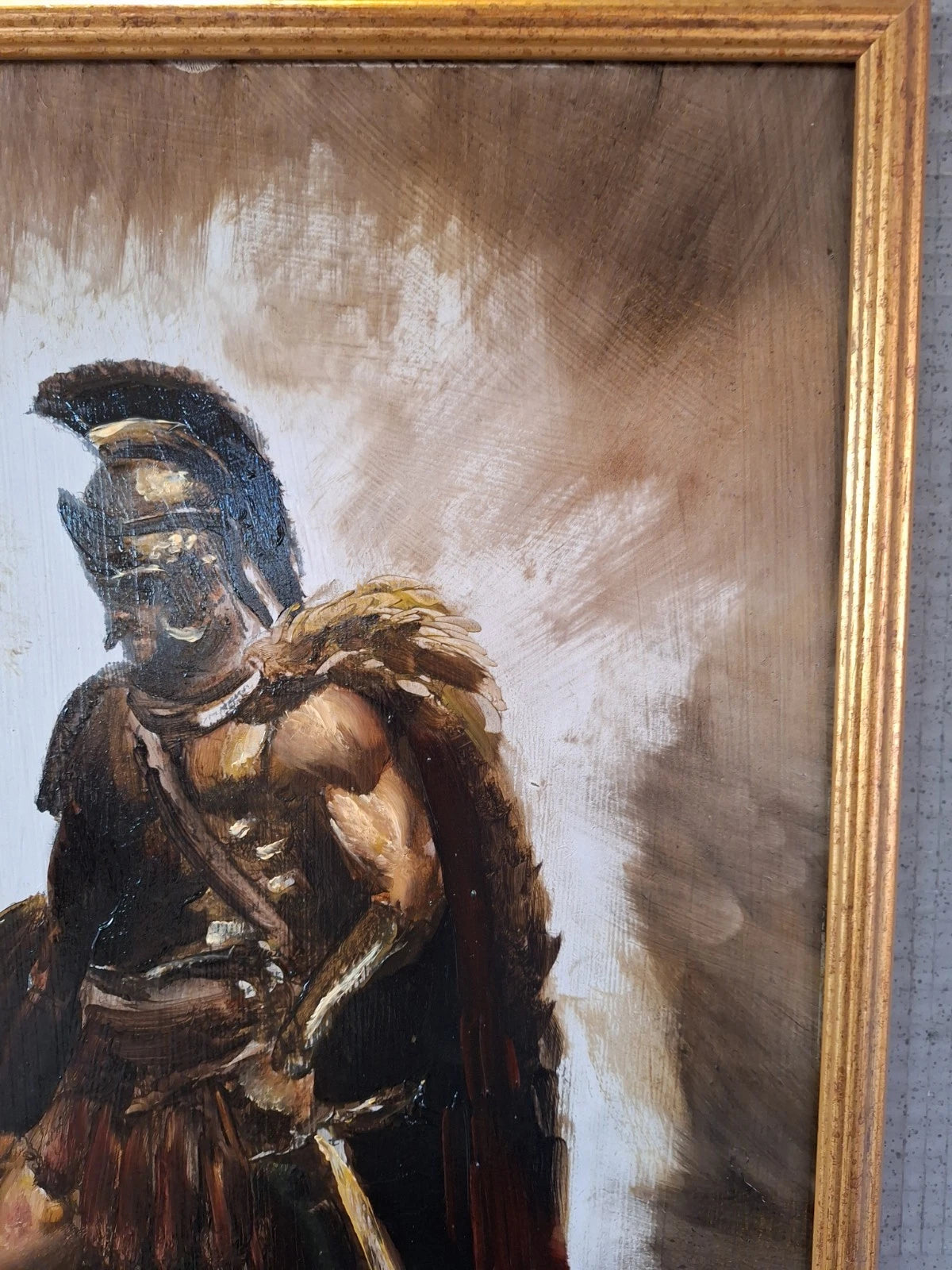 Peinture à l'huile originale oil painting ancien guerrier romain art figuratif encadré - Kikooyou Art Gallery