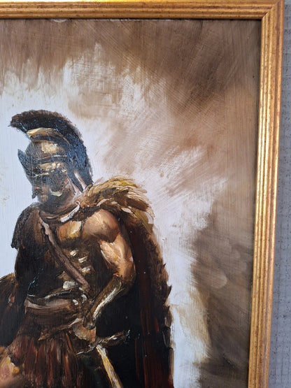 Peinture à l'huile originale oil painting ancien guerrier romain art figuratif encadré - Kikooyou Art Gallery