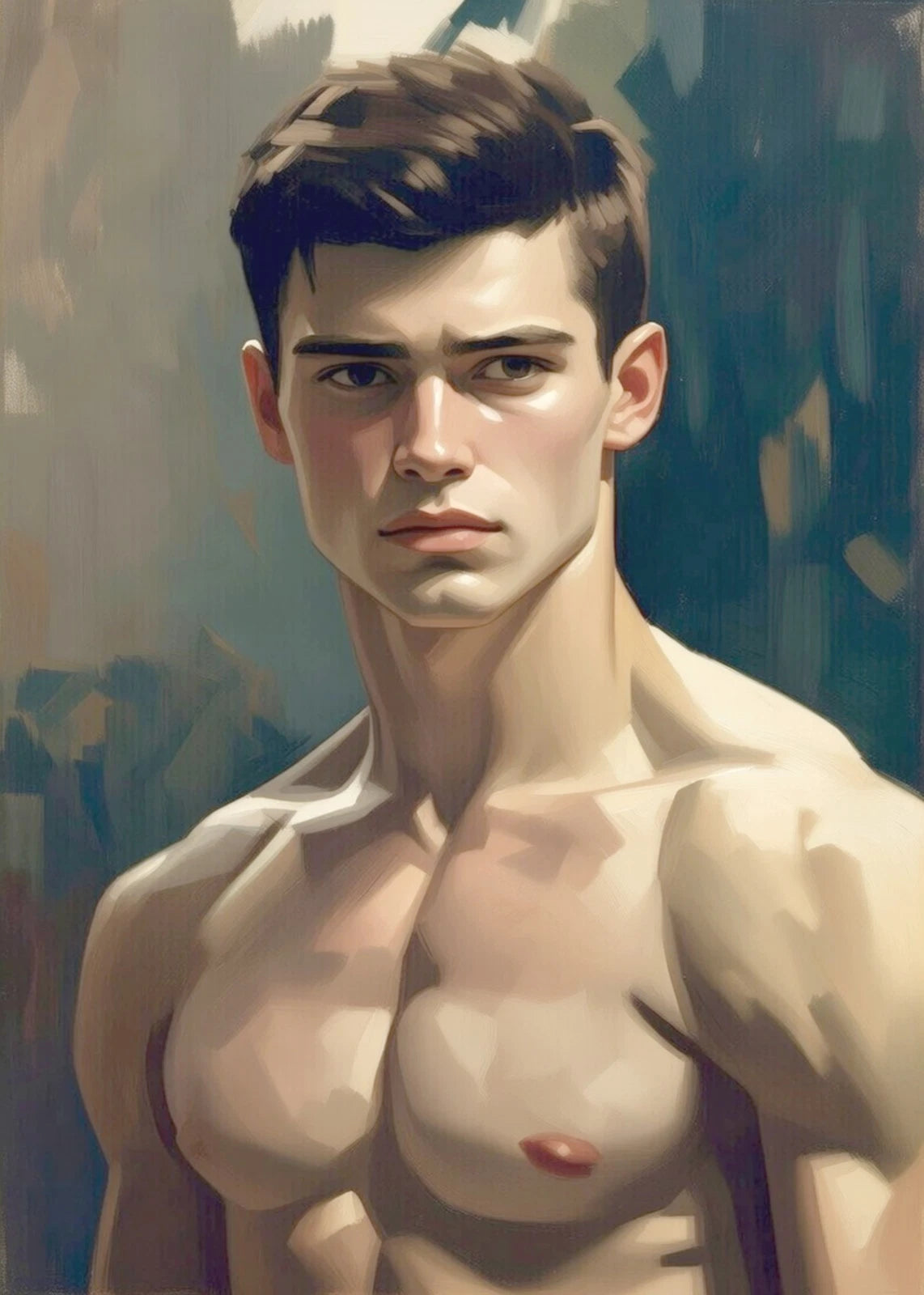 Série Portraits jeune homme – Originale - Acrylique sur toile 50x70cm-20"x28" - Kikooyou Art Gallery