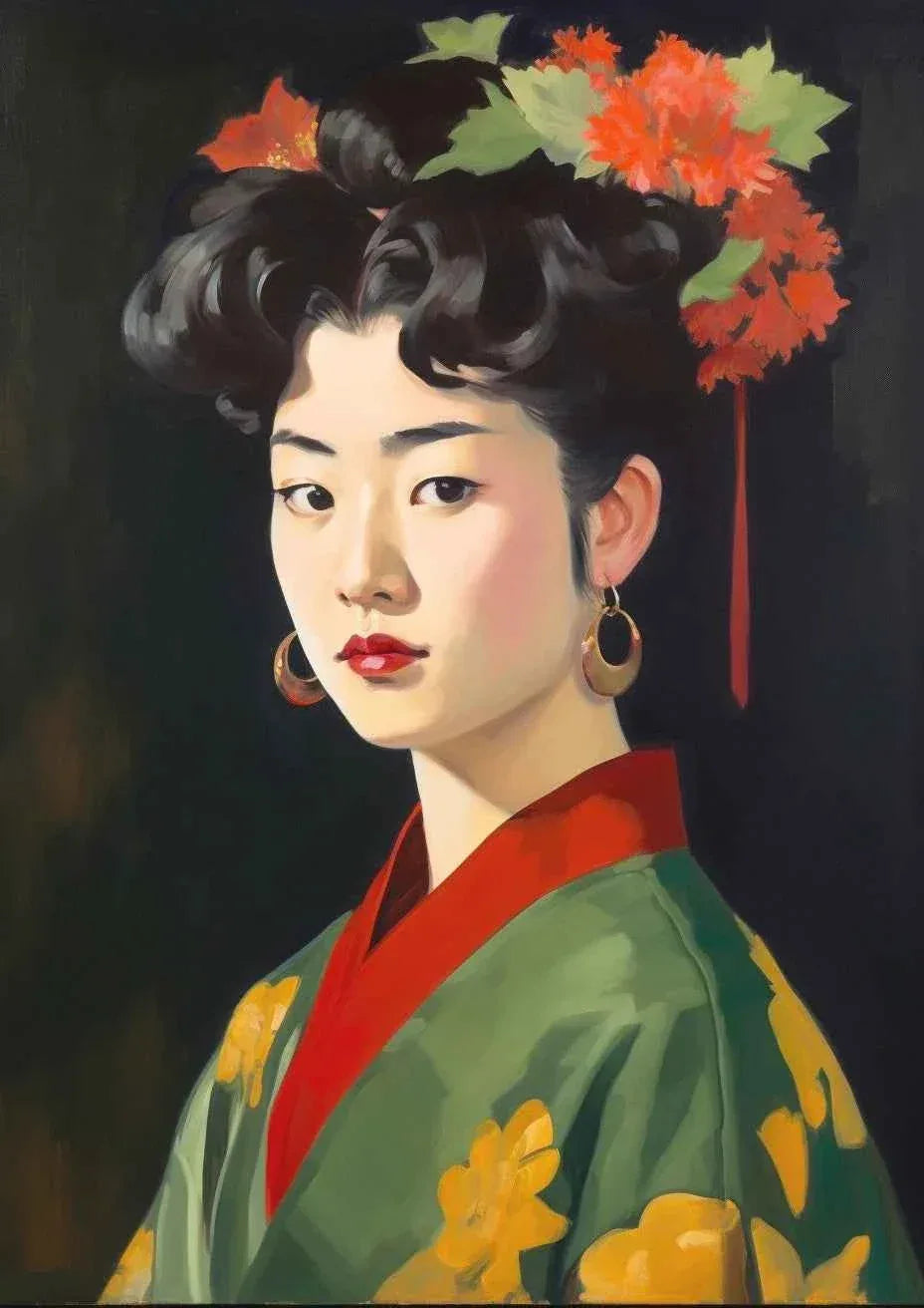Portrait par Tullasky – Peinture Acrylique Originale femme asiatique originale - Kikooyou Art Gallery - Kikooyou Art Gallery