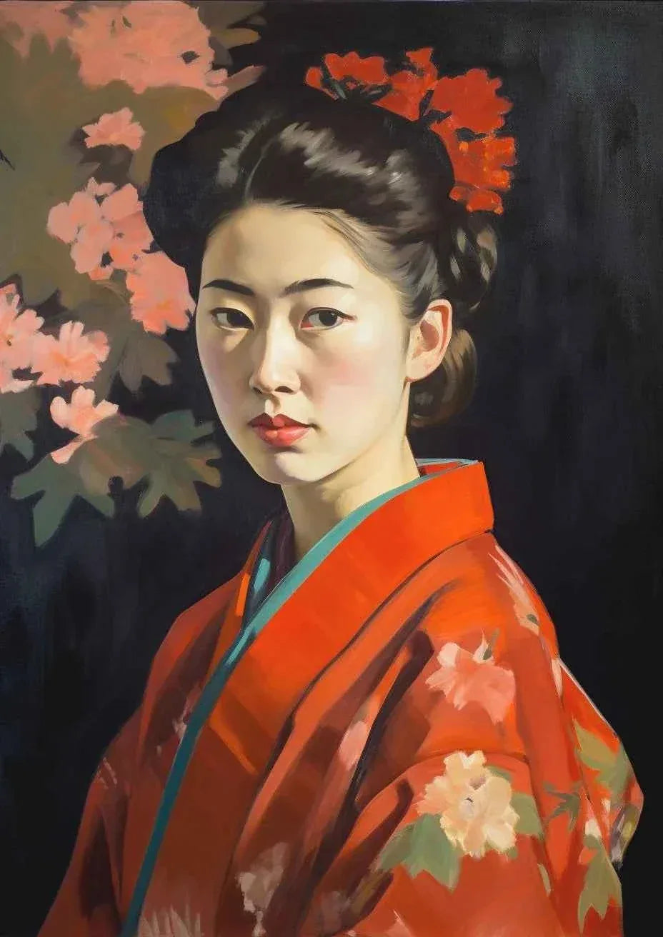 Portrait par Tullasky – Peinture Acrylique Originale femme asiatique originale - Kikooyou Art Gallery - Kikooyou Art Gallery