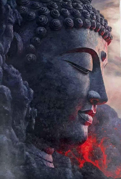 Statue de Bouddha Prajna 60 x 90 cm Huile sur toile originale FAITE À LA MAIN - Kikooyou Art Gallery - Kikooyou Art Gallery