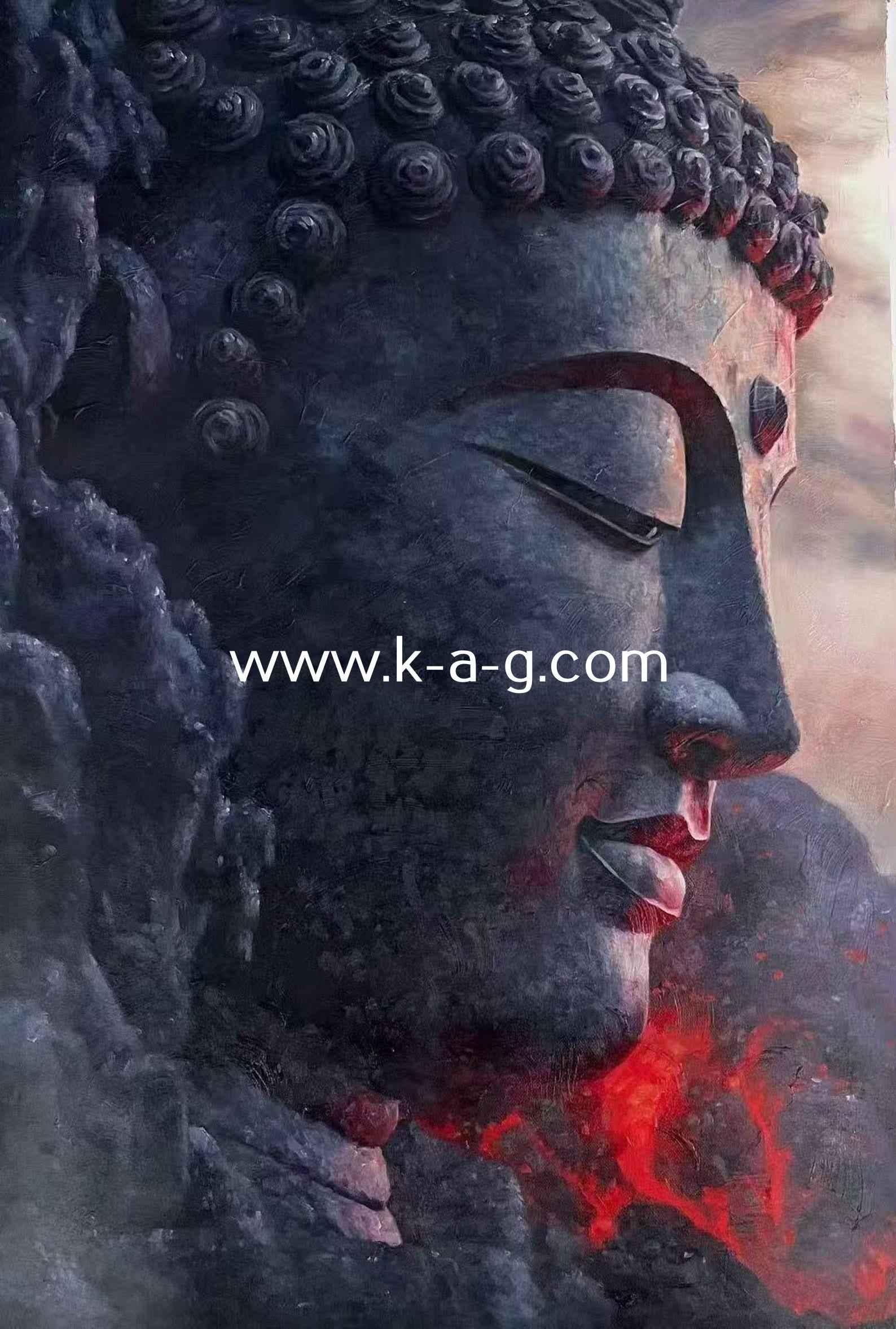 Statue de Bouddha Prajna 60 x 90 cm Huile sur toile originale FAITE À LA MAIN - Kikooyou Art Gallery - Kikooyou Art Gallery