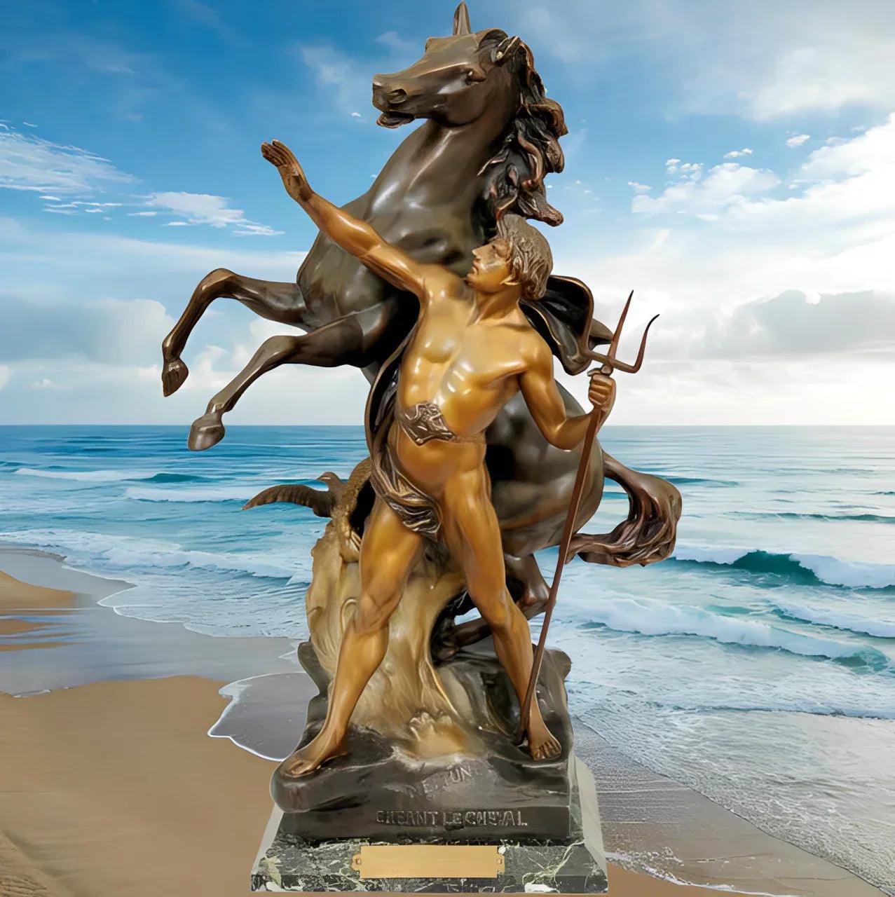 Emile-Louis PICAULT (1833-1915) Neptune créant le cheval Bronze signé ...