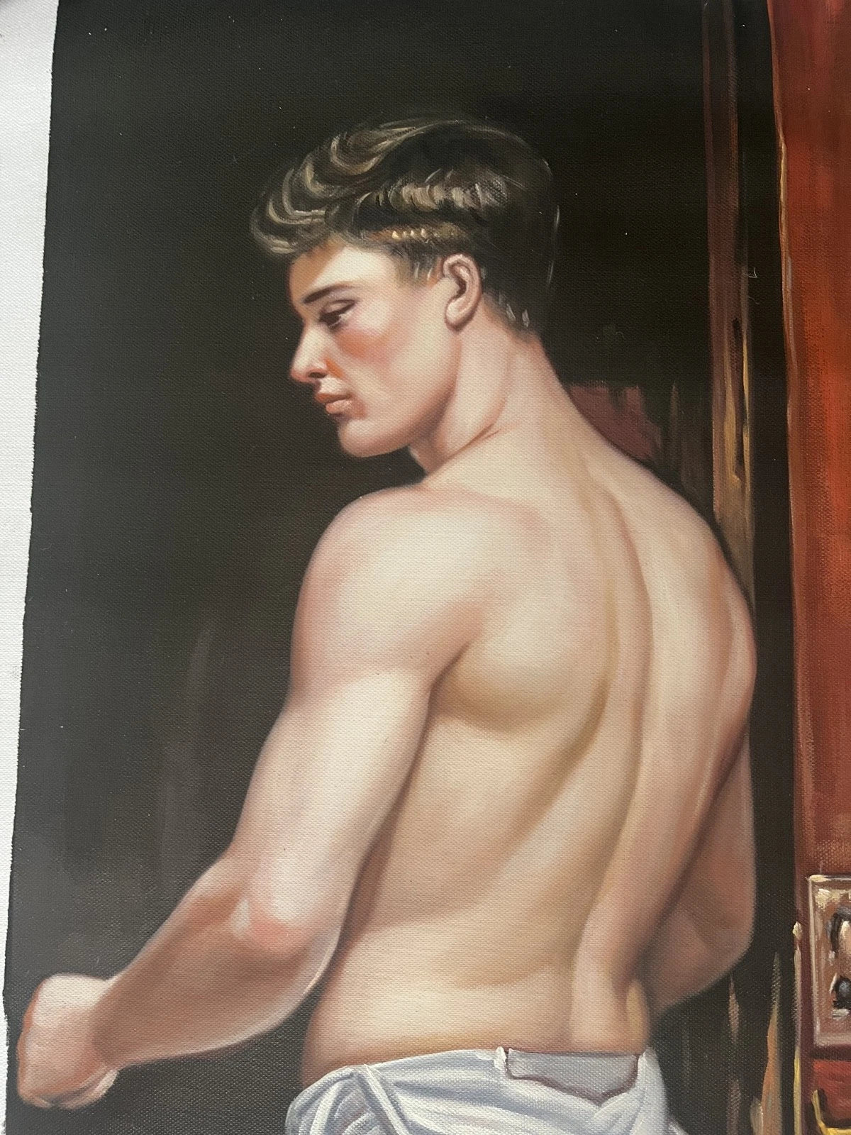 Baigneurs masculins, peintures à l'huile sur toile, d'inspiration néoclassique - gay interest - Kikooyou Art Gallery