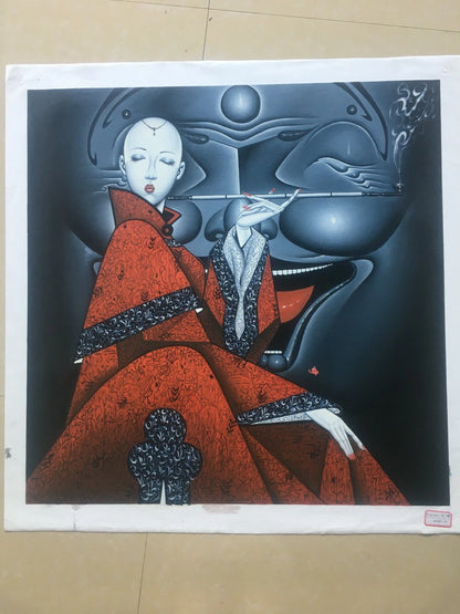 art surrealiste fumeuse opium tableau peinture huile sur toile - Kikooyou Art Gallery