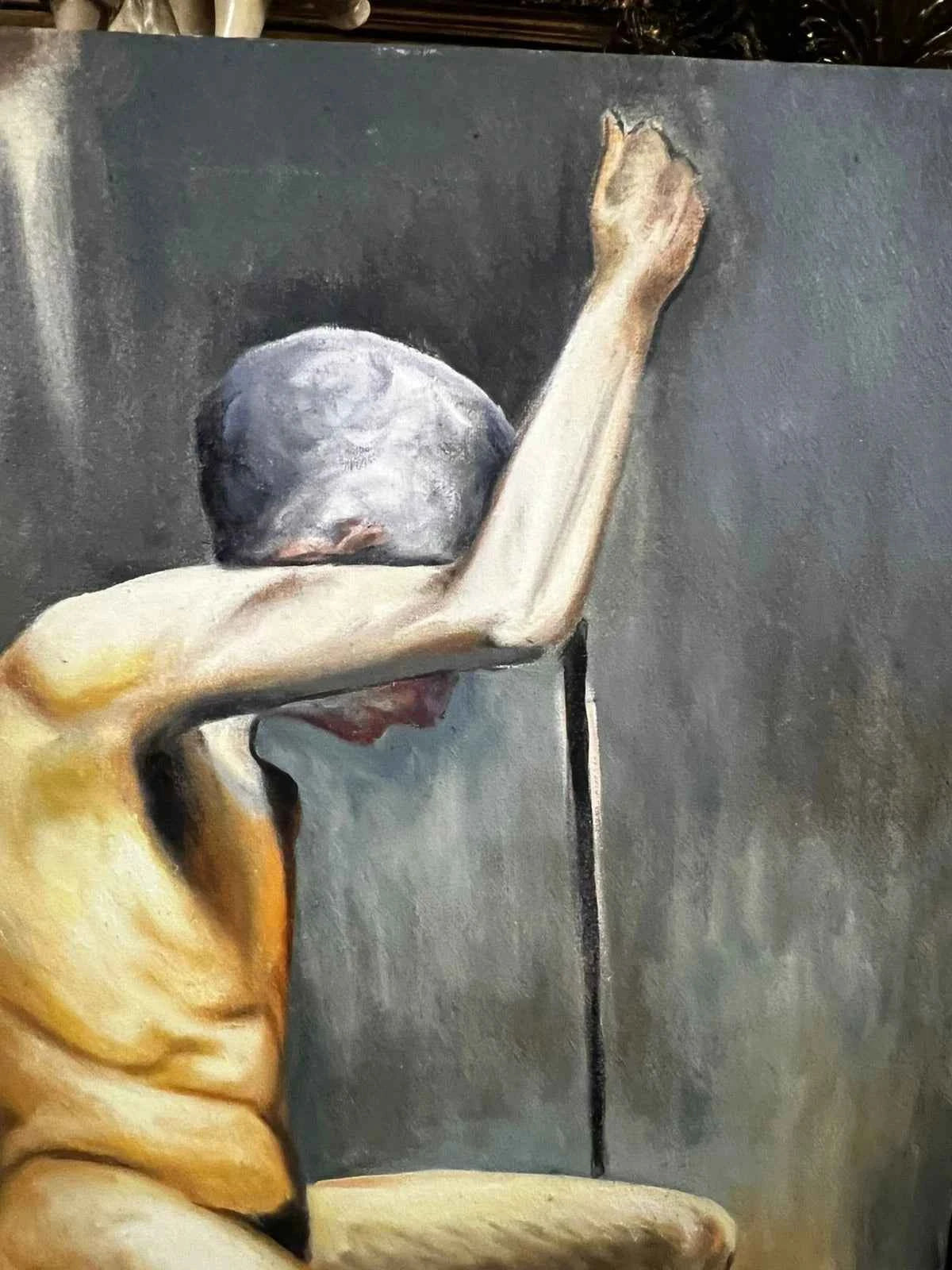 portrait la vieillesse d'après Picasso tableau peinture huile sur toile signée