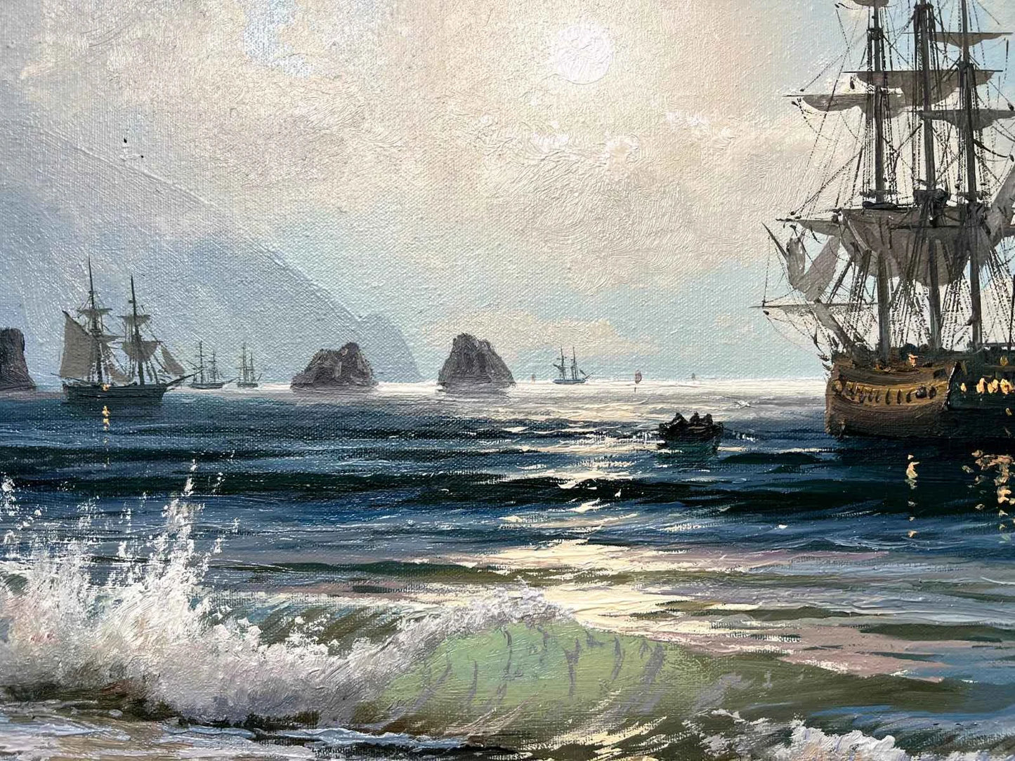 peinture paysage marin bateaux voiliers fait main voilier mer toile signée