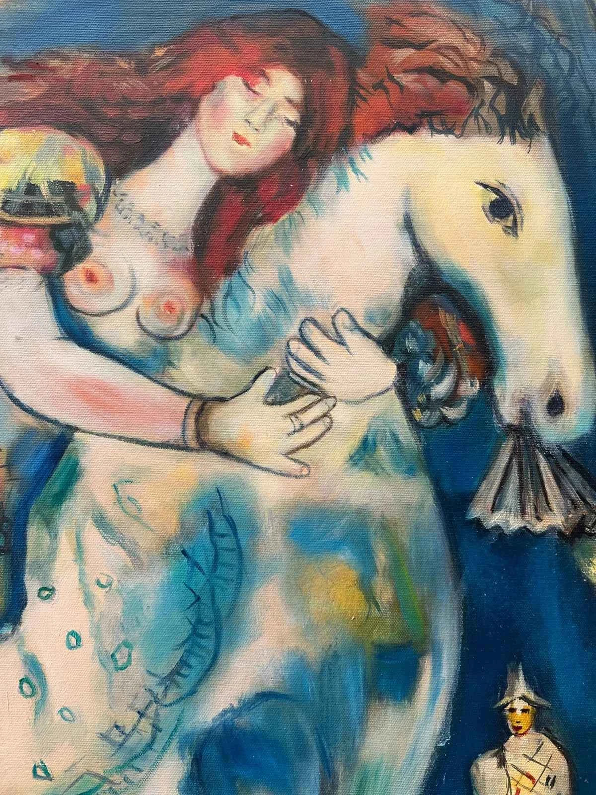 art-decoration-tableau-peinture-huile-toile-scene-personnages-femme-d'après chagall